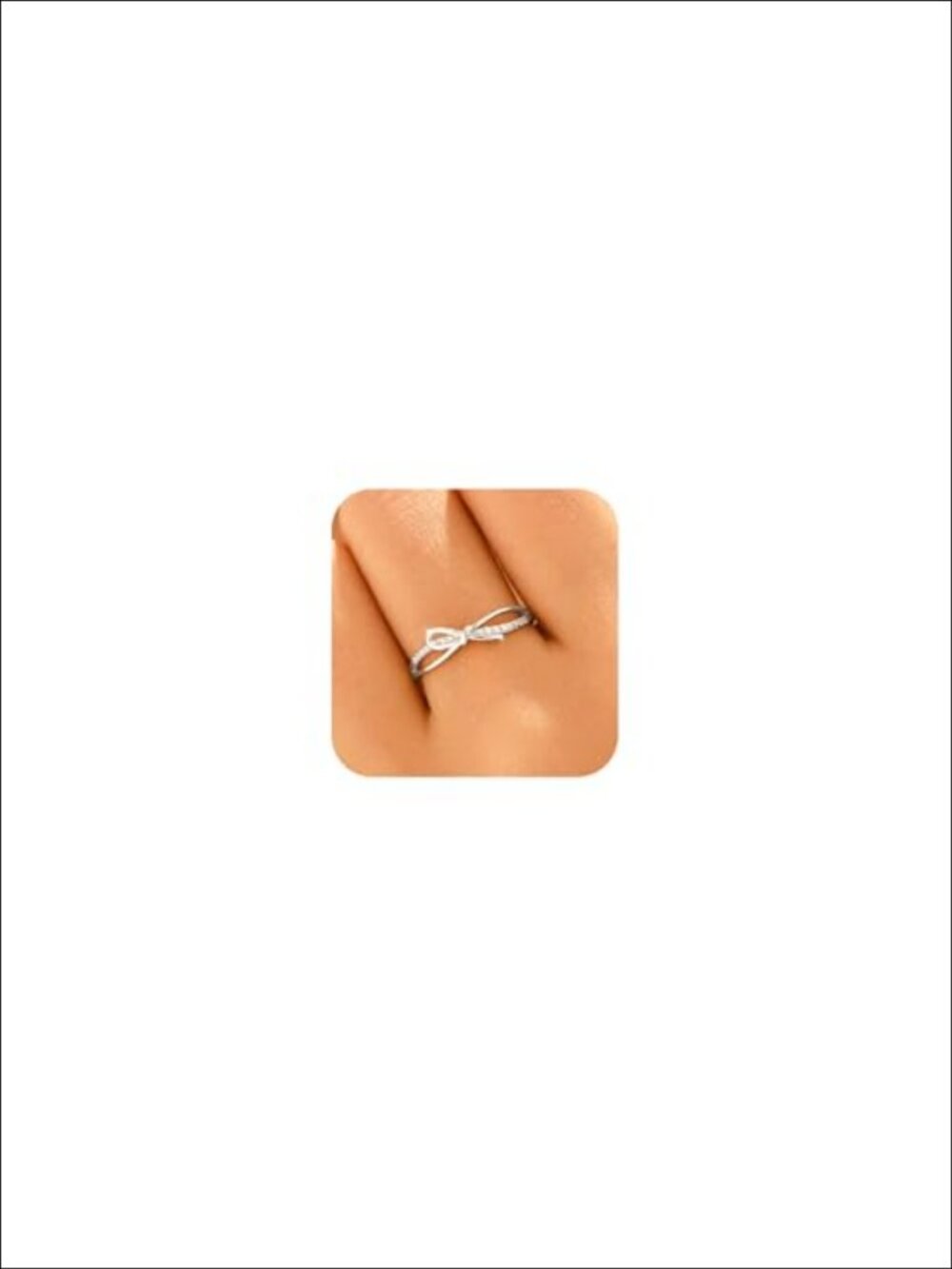 925 Sterling Silver CZ Bow Knot Adjustable Ring For Women